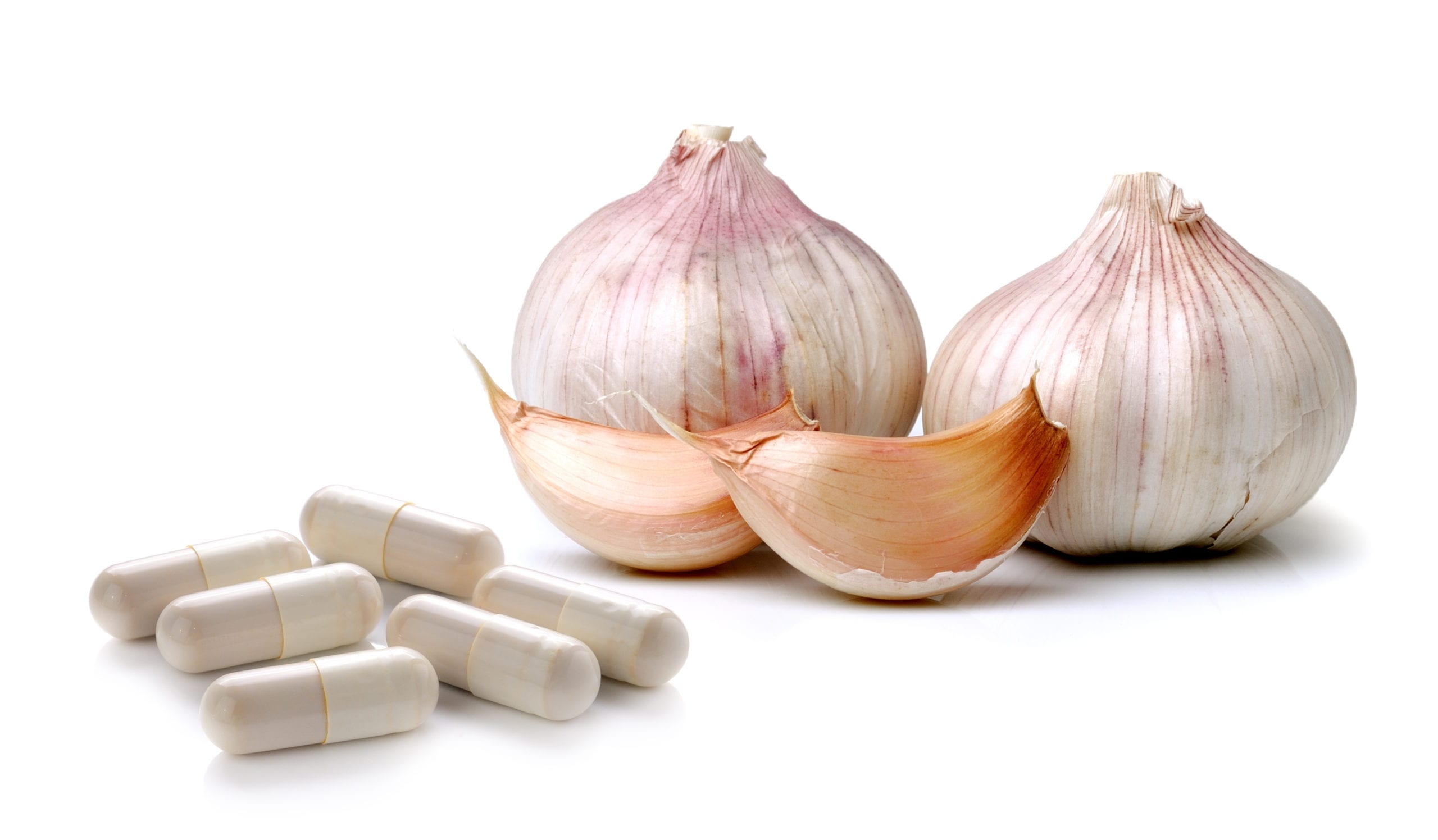 Garlic with white pills