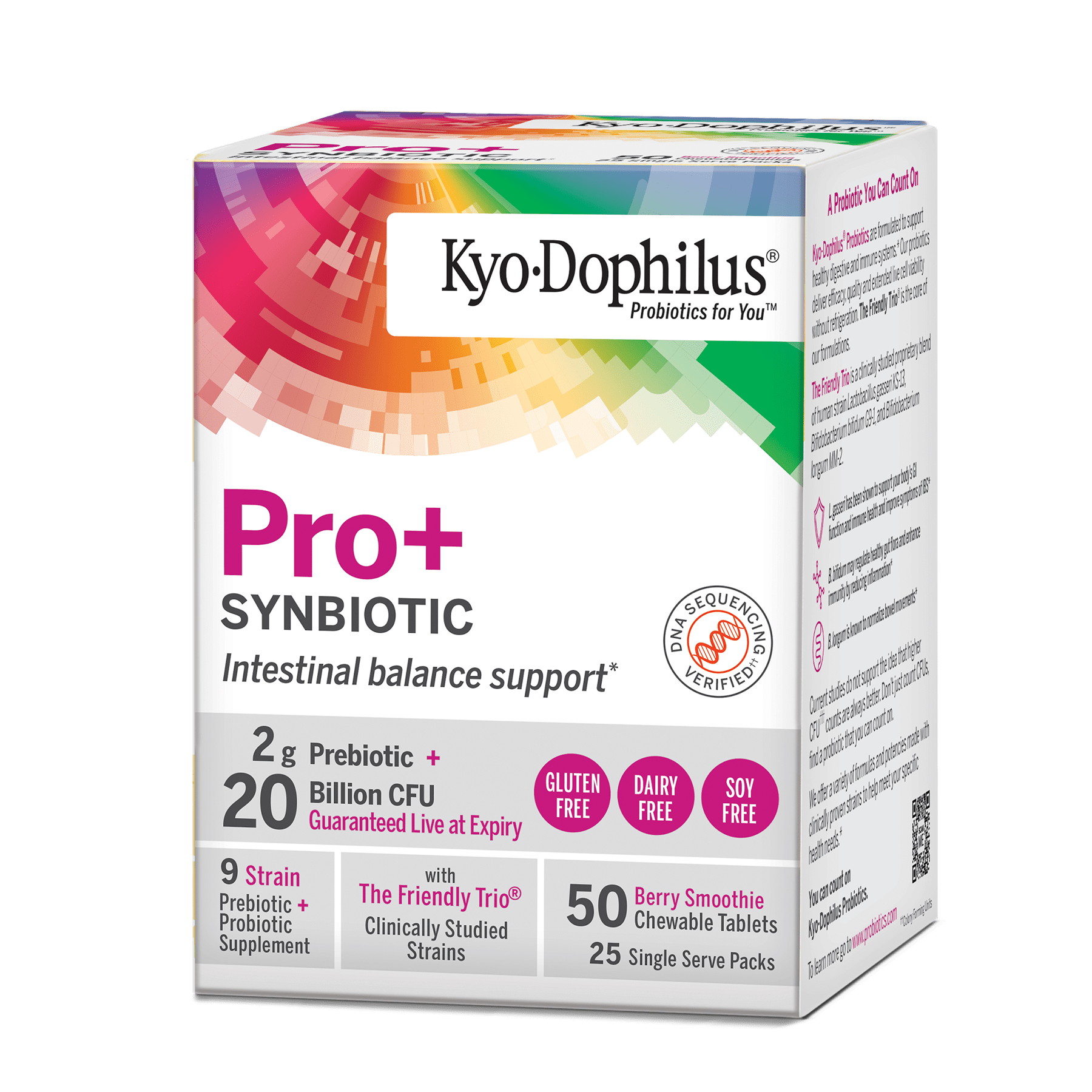 Kyo Dophilus Pro Plus Synbiotic Berry Smoothie Chewable Tablets, 50 Ea
