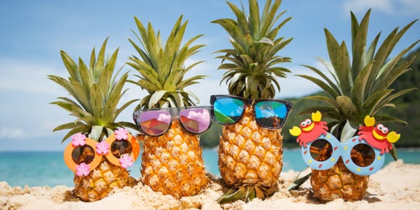 pineapples wearing sunglasses